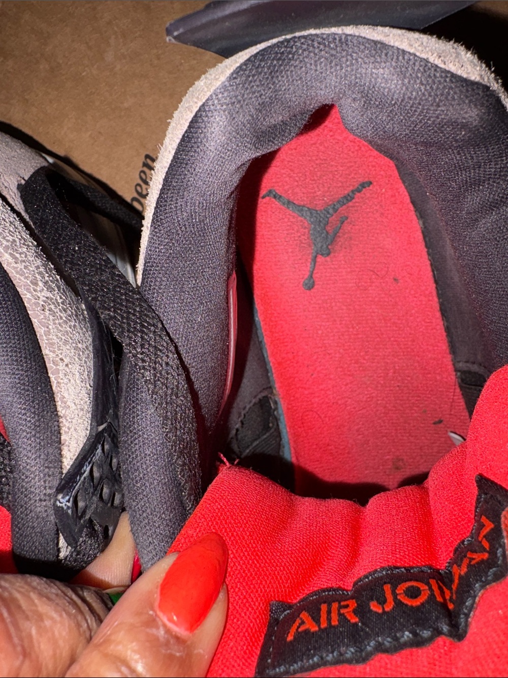 Jordan Men’s Suede Sneakers in Taupe Haze with Black and Red Accents - Picture 8 of 11